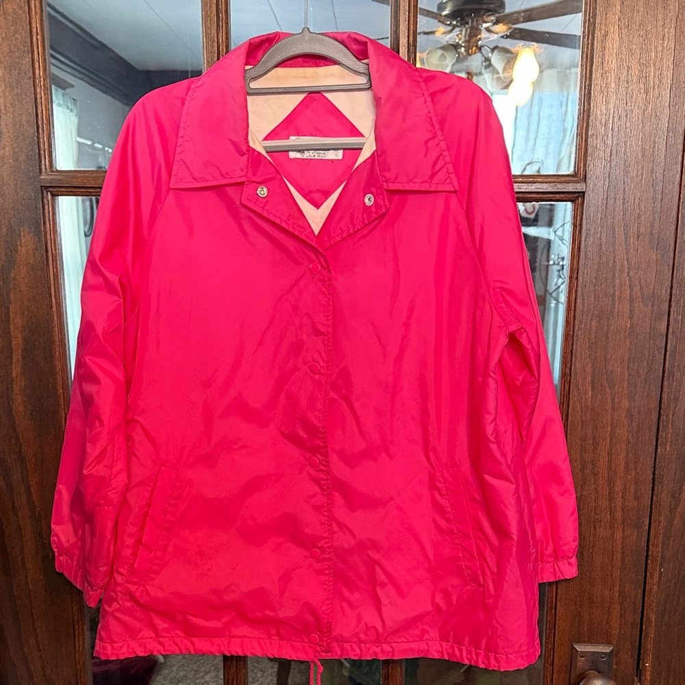 Current Seen Womens Hot Pink Windbreaker Jacket Snap Front Coach‎ Coat Plus 22W